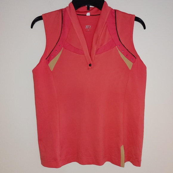 Tail Tops - Tail Women's Golf Sleeveless Shirt Coral Stretch Size M